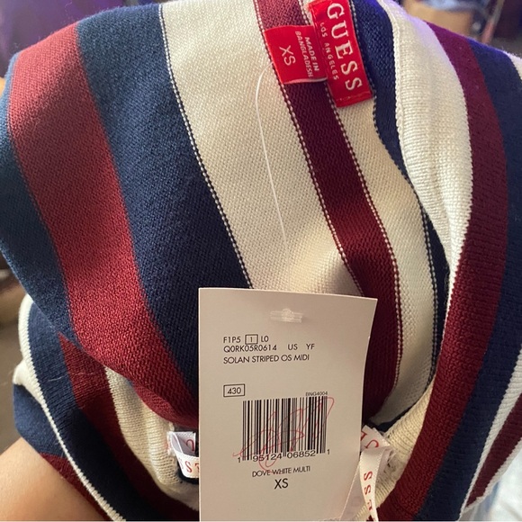 NWT Guess Solan Stripe Dove White Multi Sweater Dress Midi - Picture 4 of 6